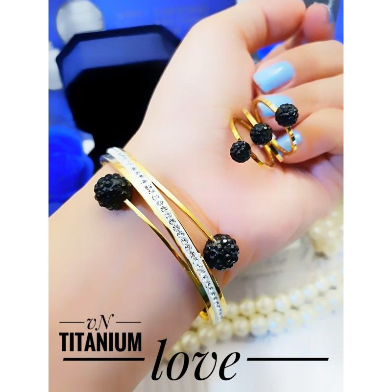 Titanium Set Perhiasan Gelang dan Cincin 3131G