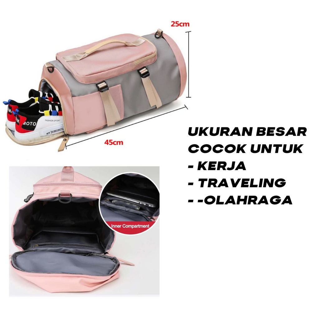 TAS RANSEL MULTIFUNGSI 3 IN 1 SELEMPANG KOPER TWOTONE TRAVEL GYM OLAHRAGA KERJA - SUPERBAN