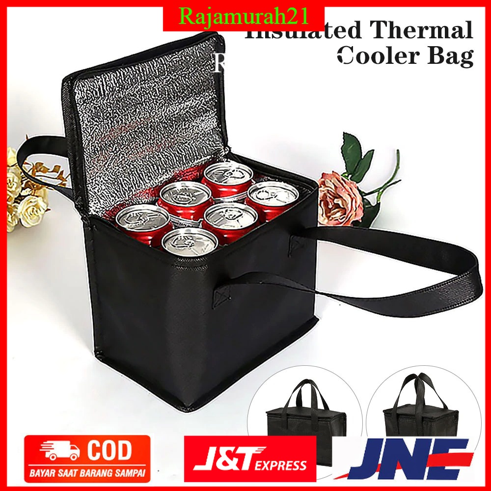 Tas Pendingin Makanan Portable Cooler Bag Box Thermal Insulated Carrier Bag Big Size - S1524 - Black