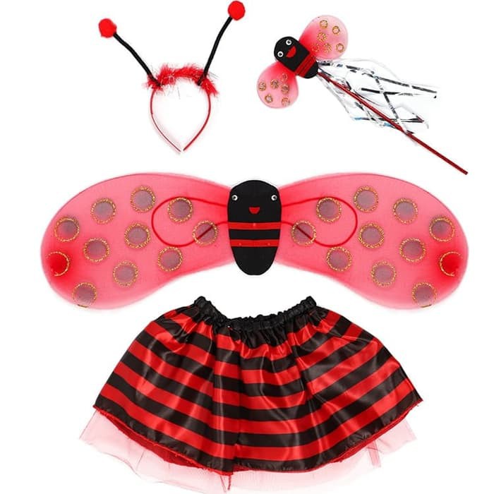 Kostum anak ladybug set Kostum anak halloween 4 in 1 set