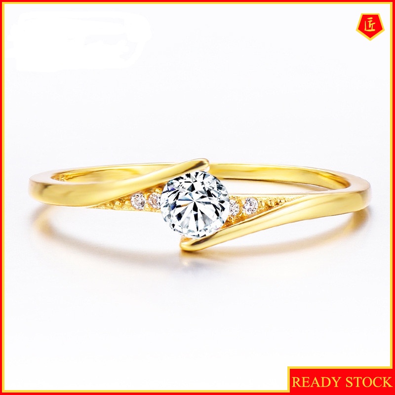 [Ready Stock]Women's Simple Moissanite Gold Ring