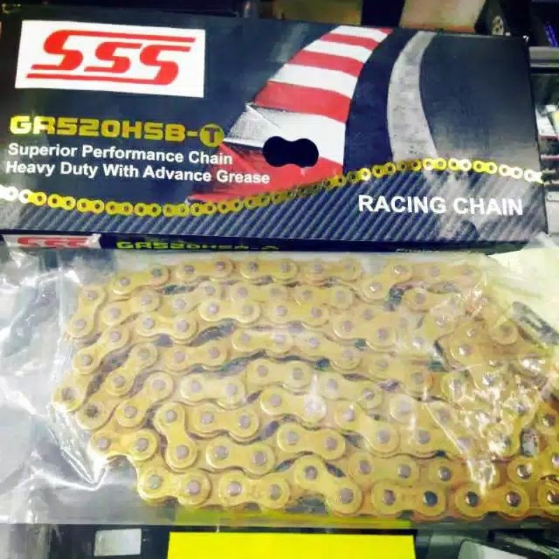 Rantai SSS Rantai Motor SSS Gold 428,415 -130,140 SB,HSB,HSBT Original