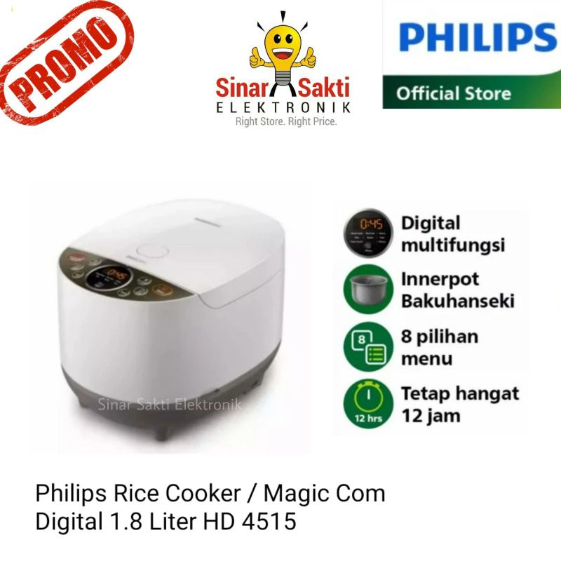 Philips Rice Cooker Magic Com 1.8 L HD 4515 HD4515 1,8 Liter Digital Garansi Resmi