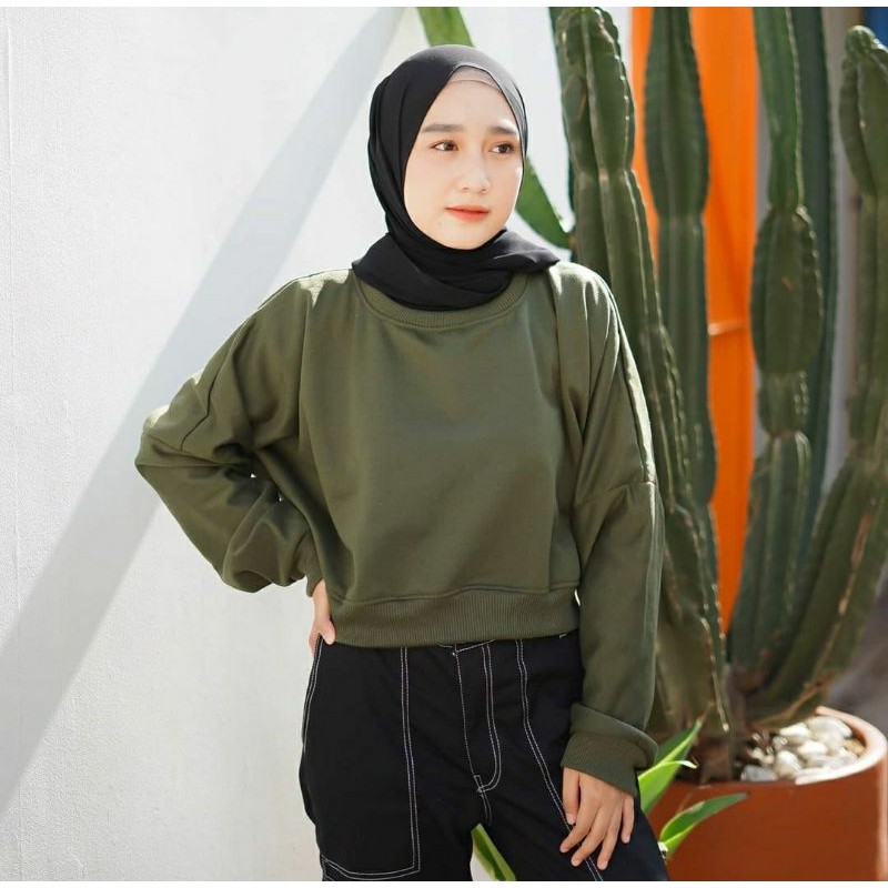 Crewneck Wanita Oversize Crop / Sweater Cewek Crop Oversize / Sweater WAnita Oversize Crop