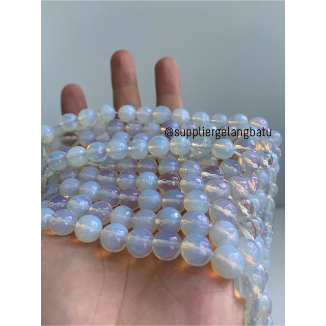 Batu Moonstone opalite AGATE 10mm CUTTING natural bahan gelang kalung