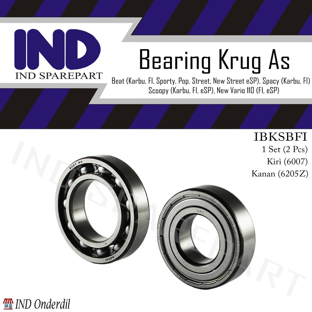 Bearing/Bering/Laher Krug/Krek/Kruk As Set Beat/Karbu/FI/Sporty/Pop/Vario 110 F1/ESP/Spacy/Scoopy