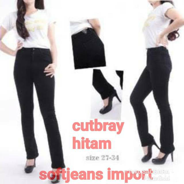 Celana jeans cutbray hitam wanita