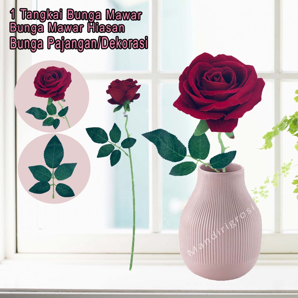 Bunga Mawar * bunga hias * bunga palsu * warna merah * 501