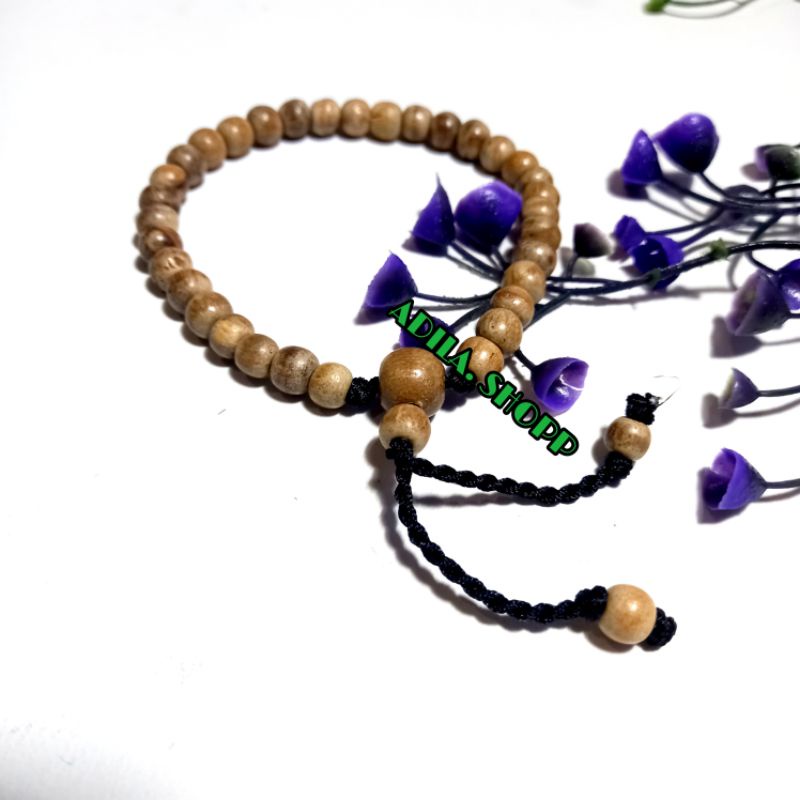 GELANG TASBIH KAYU GAHARU 6MM 33BUTIR NATURAL