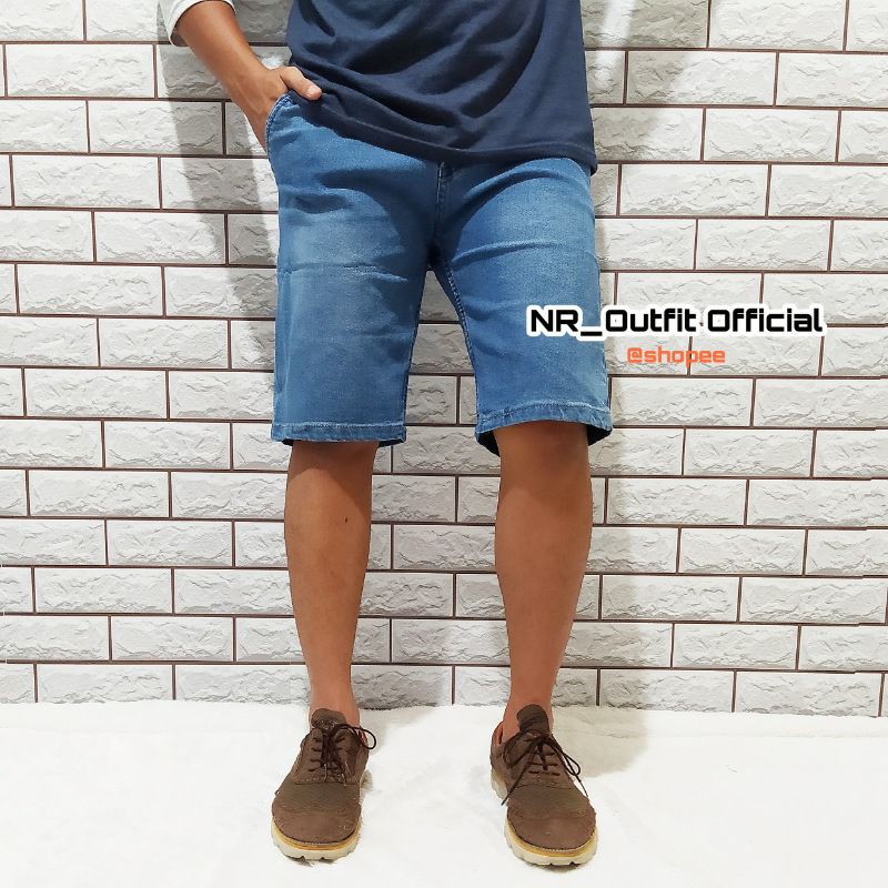 Jeans Stretch Pendek Distro Pria Celana Slim Fit Cowok Ice Blue Size 27-38 NR_Outfit Official COD