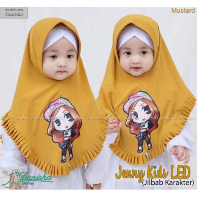 Alny Hijab - Hijab Anak Led Bisa Nyala Rempel Kids Led Jersay Airis Hijab Kids