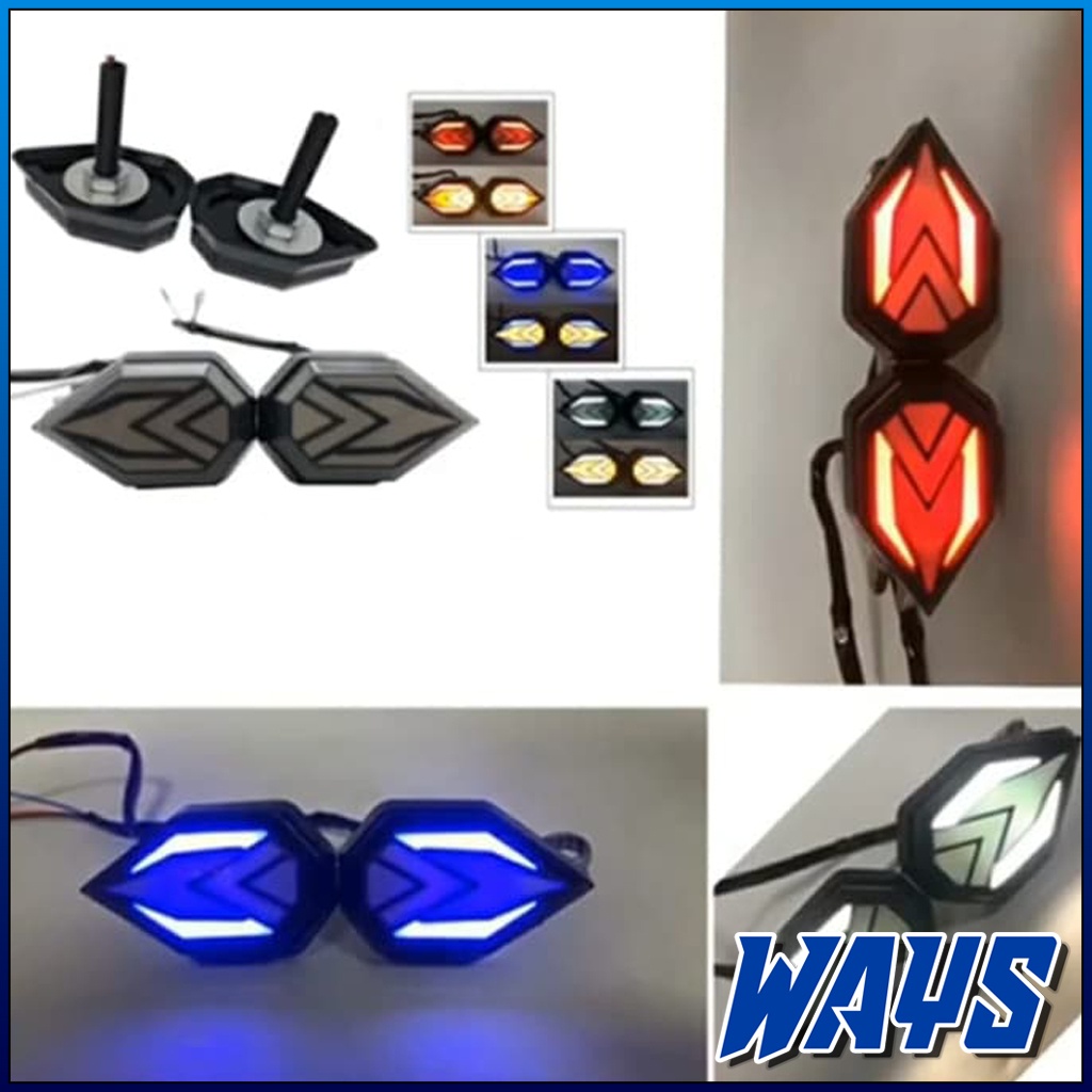 L182 | 2in1 Lampu Senja Sein Sen Running LED Tempel Fairing Motor CBR 150R 250RR R15 R25 GSX Ninja