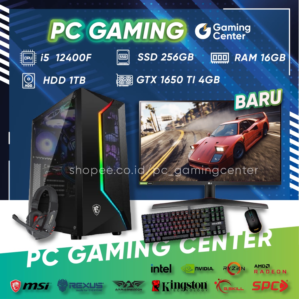 Jual PC GAMING I5 12400F GEN 12 VGA GTX 1650 4GB RAM 16GB HDD 1TB SSD 256GB PC RAKITAN GAMING