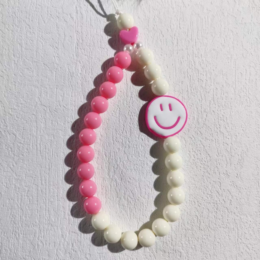 Tali Lanyard Motif Smiley Face Bahan Akrilik Anti Hilang Untuk Handphone