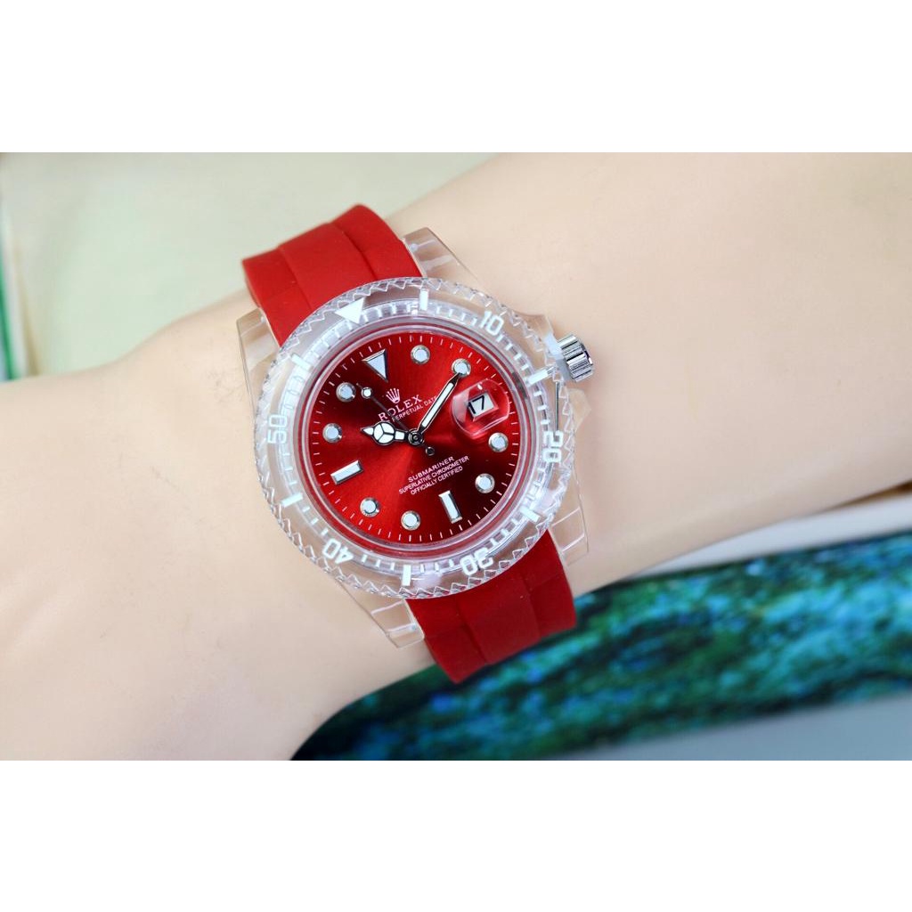 JAM TANGAN WANITA ROLEX RUBBER TANGGAL AKTIF - DIAMETER 3,5 CM