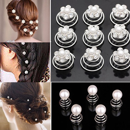 Wedding Bridal Hair Pins Rhinestone Twists Coil Flower Swirl Spiral Hairpin HIASAN RAMBUT SPIRAL12