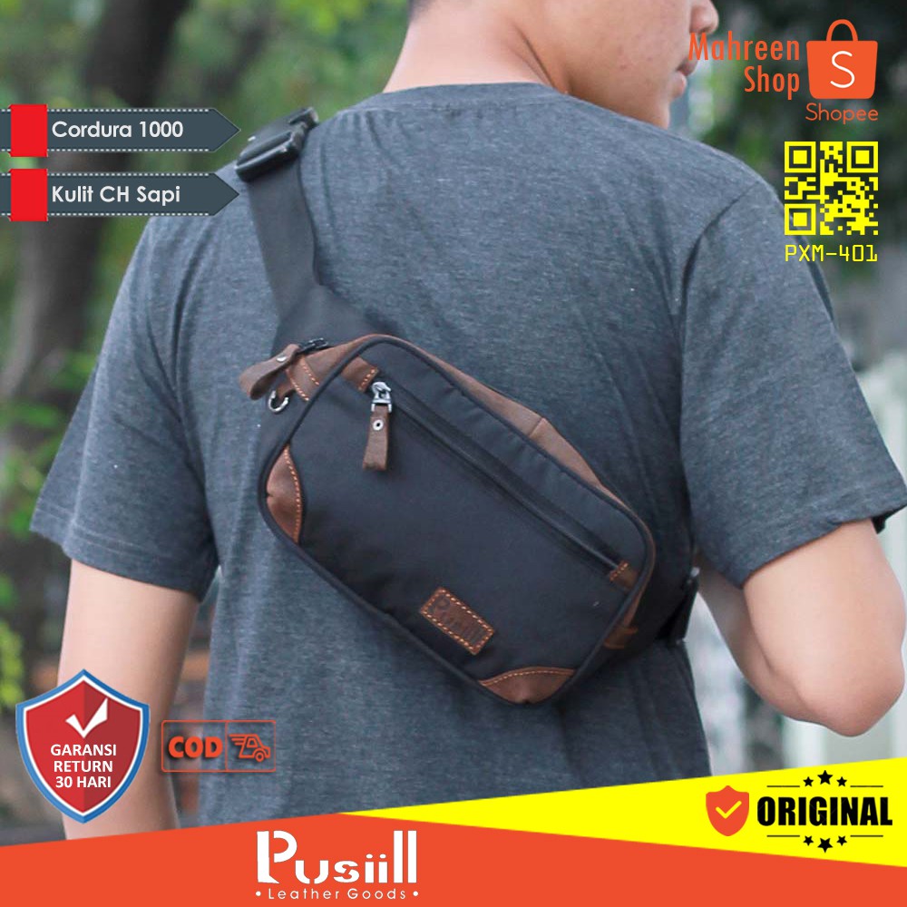 Tas Waistbag Tas Selempang Pria Premium Comb. Kulit Original Pusiill | XM 401