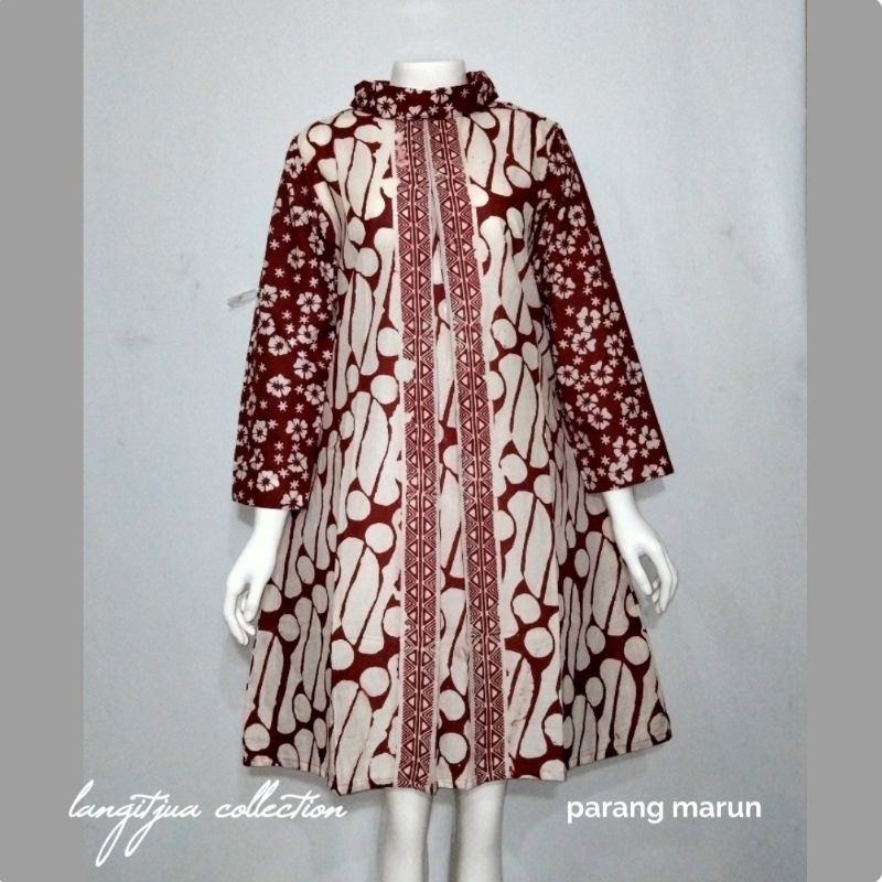Tunik Batik Gipsi Garutan| Dress Batik Wanita Model Flui