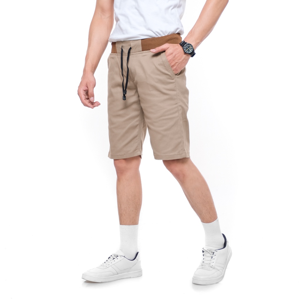 Celana Pendek Boardshort Chinos Pria Casual Pinggang Karet