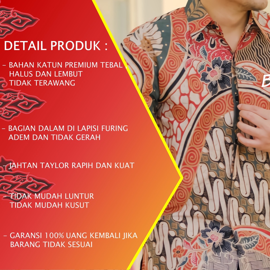 KEMEJA BATIK PRIA PREMIUM LENGAN PANJANG REGULAR BATIK ALUNA PCW 023