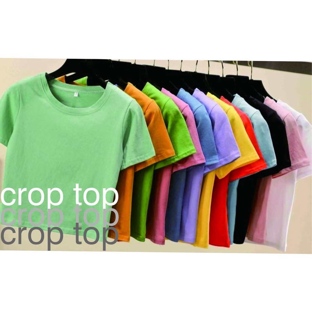 CROP TOP POLOS ONECK COTTON | BAJU KAOS TUMBLR CROP TEE TSHIRT KAOS KOREA FASHION WANITA