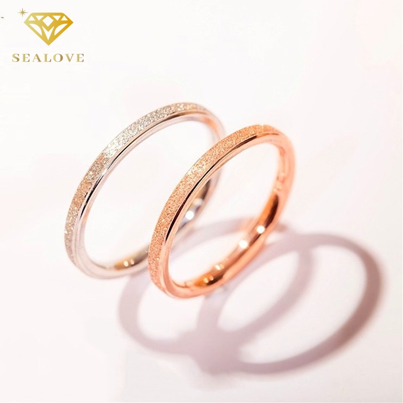 Cincin Titanium Wanita Anti Karat Asli Premium simple Klasik Buram Korea Fashion Aksesoris Wanita