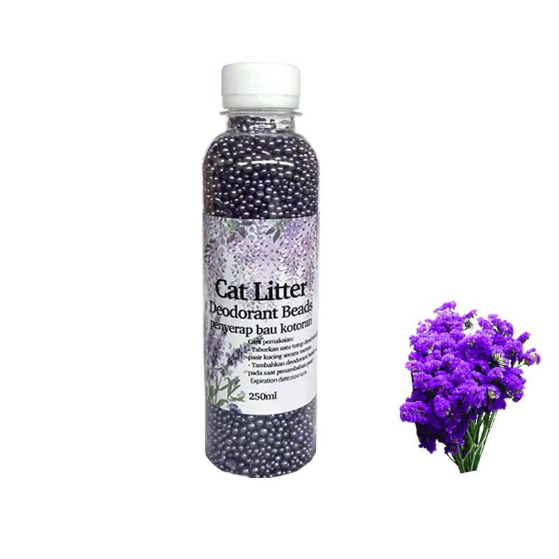 Pewangi pasir kucing Cat litter deodorizer 250gr Litter Deodorant Beads with Activated Charcoal Penghilang Bau pasir kuci