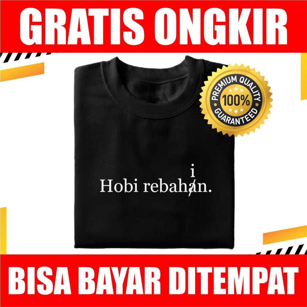 PROMO ! Kaos Kata Hobi rebahin. Kaos T-shirt T Shirt Baju Distro Pria Wanita Murah