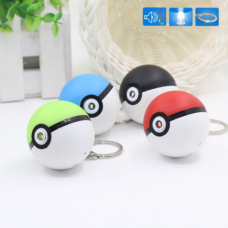 Gantungan Kunci Bentuk Pokeball Pokemon Pikachu Dengan Lampu LED + Suara