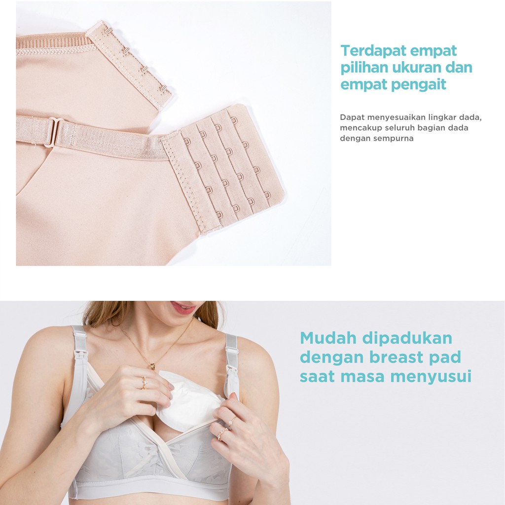 [PROMO] Mooimom Blue Floral Wireless Maternity &amp; Nursing Bra Ibu Hamil &amp; Menyusui B03102B