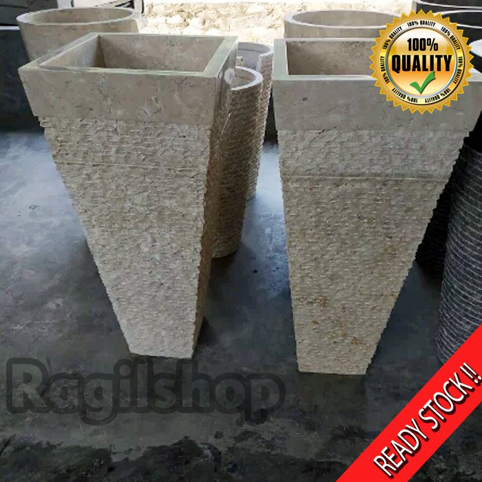 Paket Wastafel Marmer Plus Dudukan Atau Pedestal Kotak Asli Batu Alam Marmer Tulungagung Ragilshop