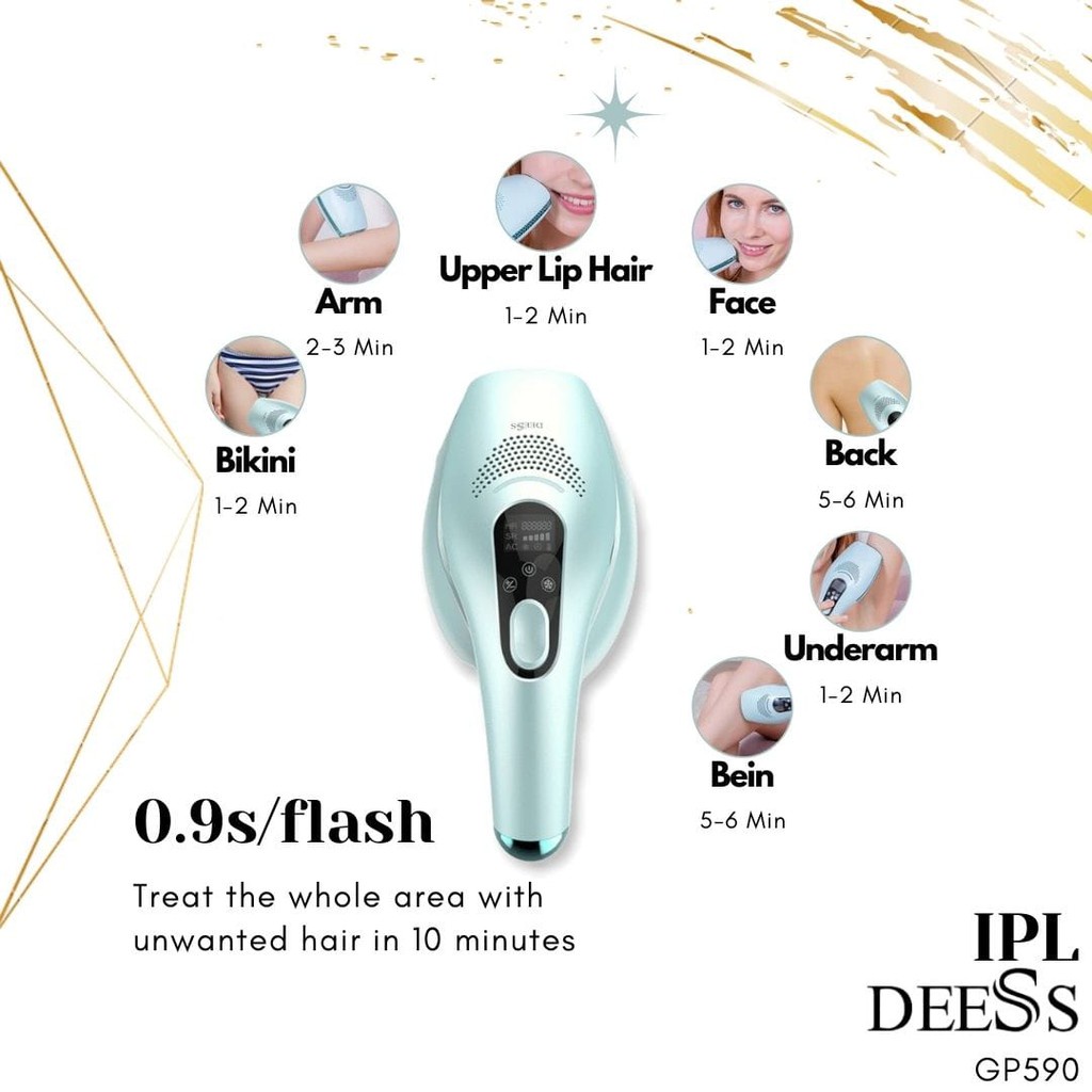 BEAUTY TOOLS IPL DEESS GP590 ICE COLD UNLIMITED SHOOTS HAIR REMOVAL SKIN REJUVE ACNE TREATMENT DESS DEES