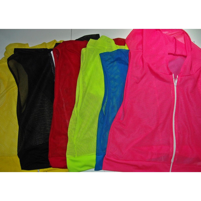 Baju senam bahan jala zumba Yoga Aerobik model Hoodie Crop Top