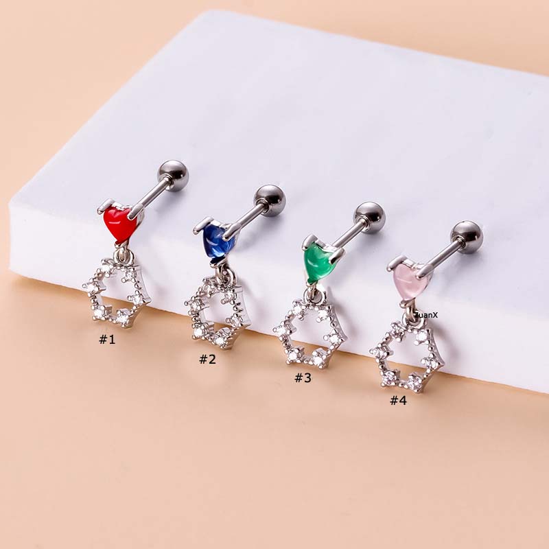 1pc Anting Stud Tindik Hypoallergenic Bahan Stainless Steel Ukuran 20Gauge Untuk Wanita