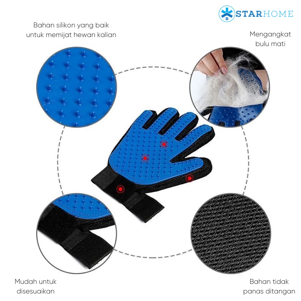 Sarung Tangan Bulu Anjing Kucing Pet Glove Silicone Pet Glove Sarung Tangan Silikon Sikat Sisir Bulu