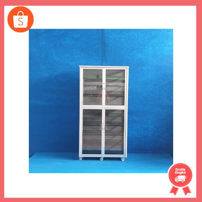 Lemari Rak Sepatu " SUPER " Kaca Riben 9 susun / ruang