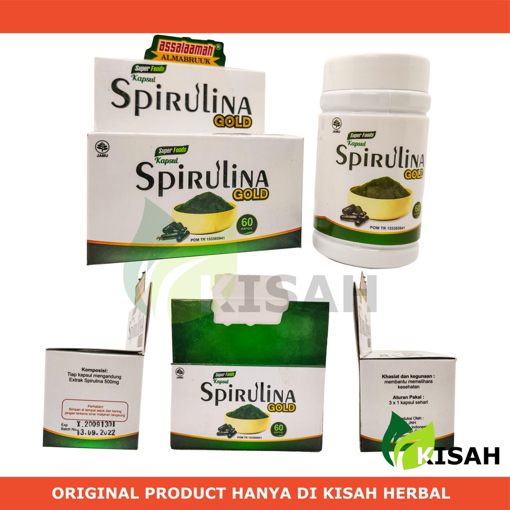 ASSALAAMAH Spirulina Gold 60 Kapsul - Melawan Jerawat Komedo Flek Hitam Wajah Putih Herbal Asli