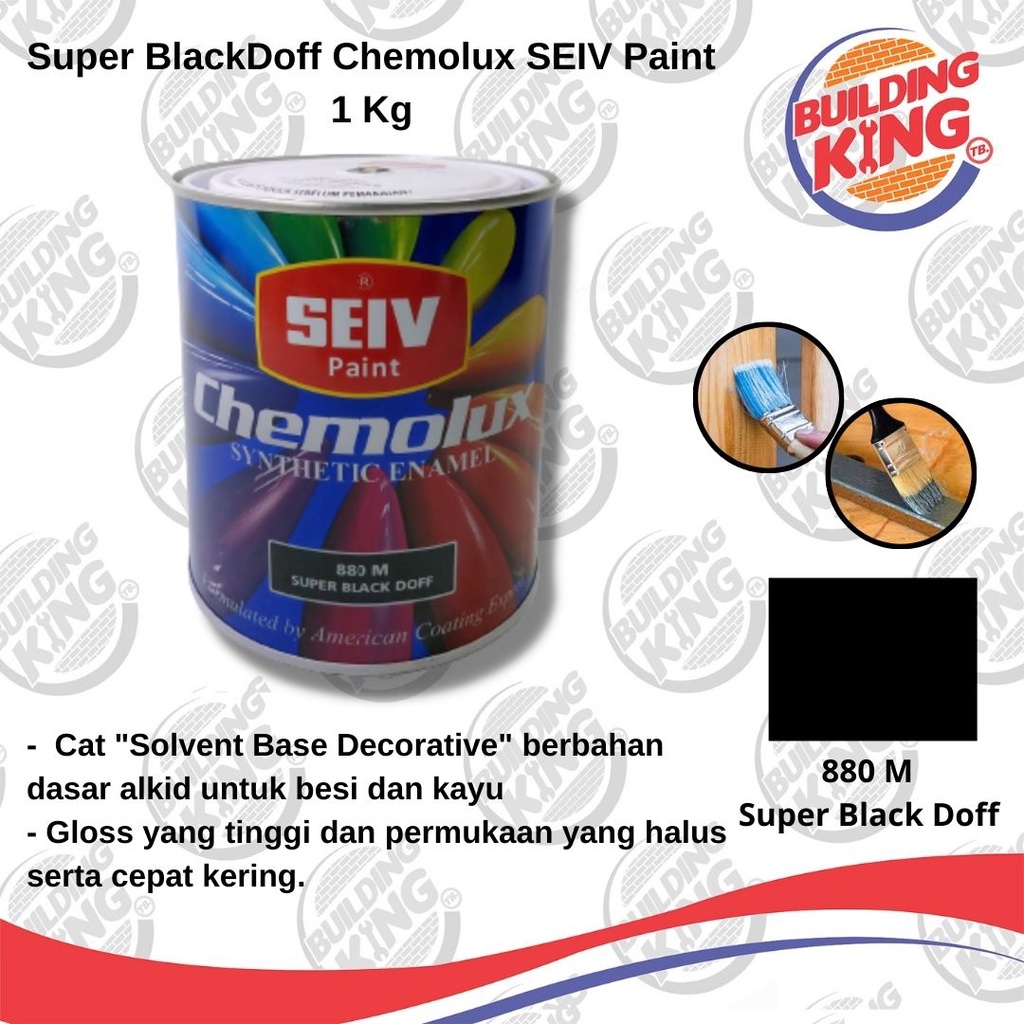 Cat Kayu Besi SEIV Chemolux Hitam Dop 1 Kg 880 M Super Black Doff