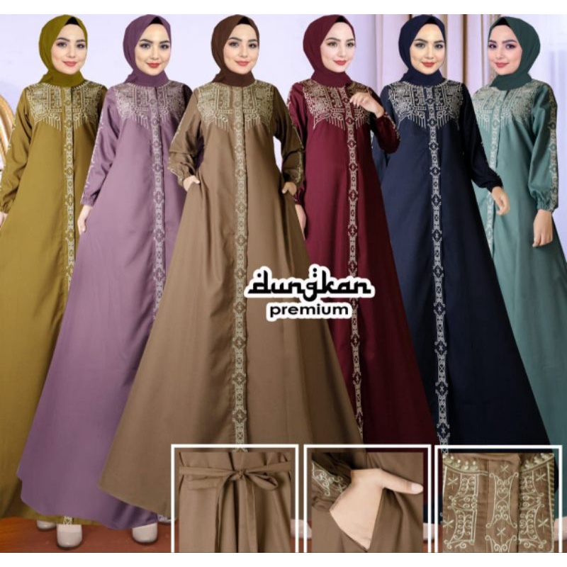 dungkan.id - ALMAS SERIES GAMIS BORDIR TIMBUL BAHAN KATUN TOYOBO FODU WANITA MUSLIMAH SIMPEL ELEGANT