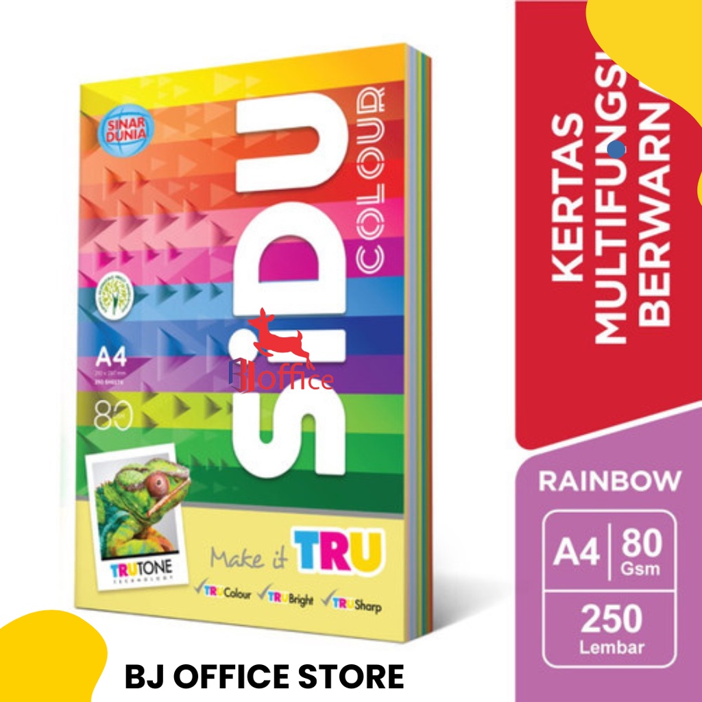 

SIDU Kertas HVS 80 gram Warna Warni Rainbow A4