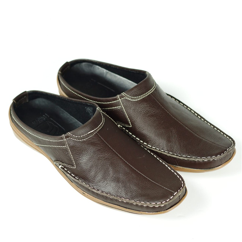 Sandal Slop Pria Bustong Kulit Asli Rajut Moccasin Fordza AR02