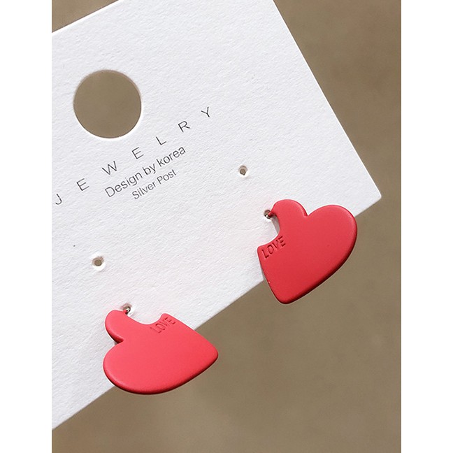 LRC Anting Tusuk Fashion Red Letter Love Notch Love Earrings D87585