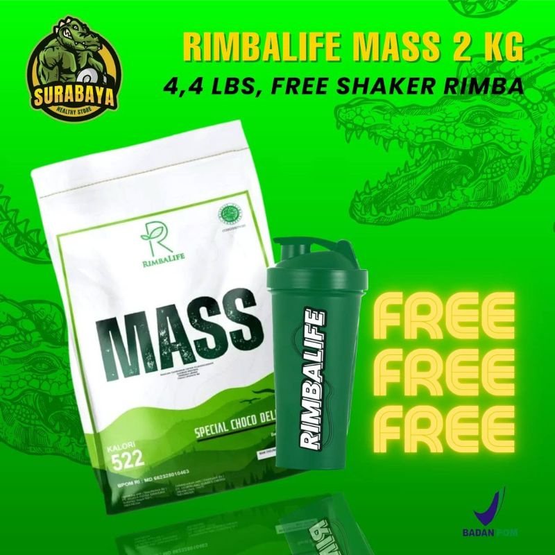 Rimba Mass 2 Kg Gainer Rimbalife Rimba Life Weight Gain BPOM Halal Mui 4.4 Lbs 2000 Gram Penambah Berat Badan