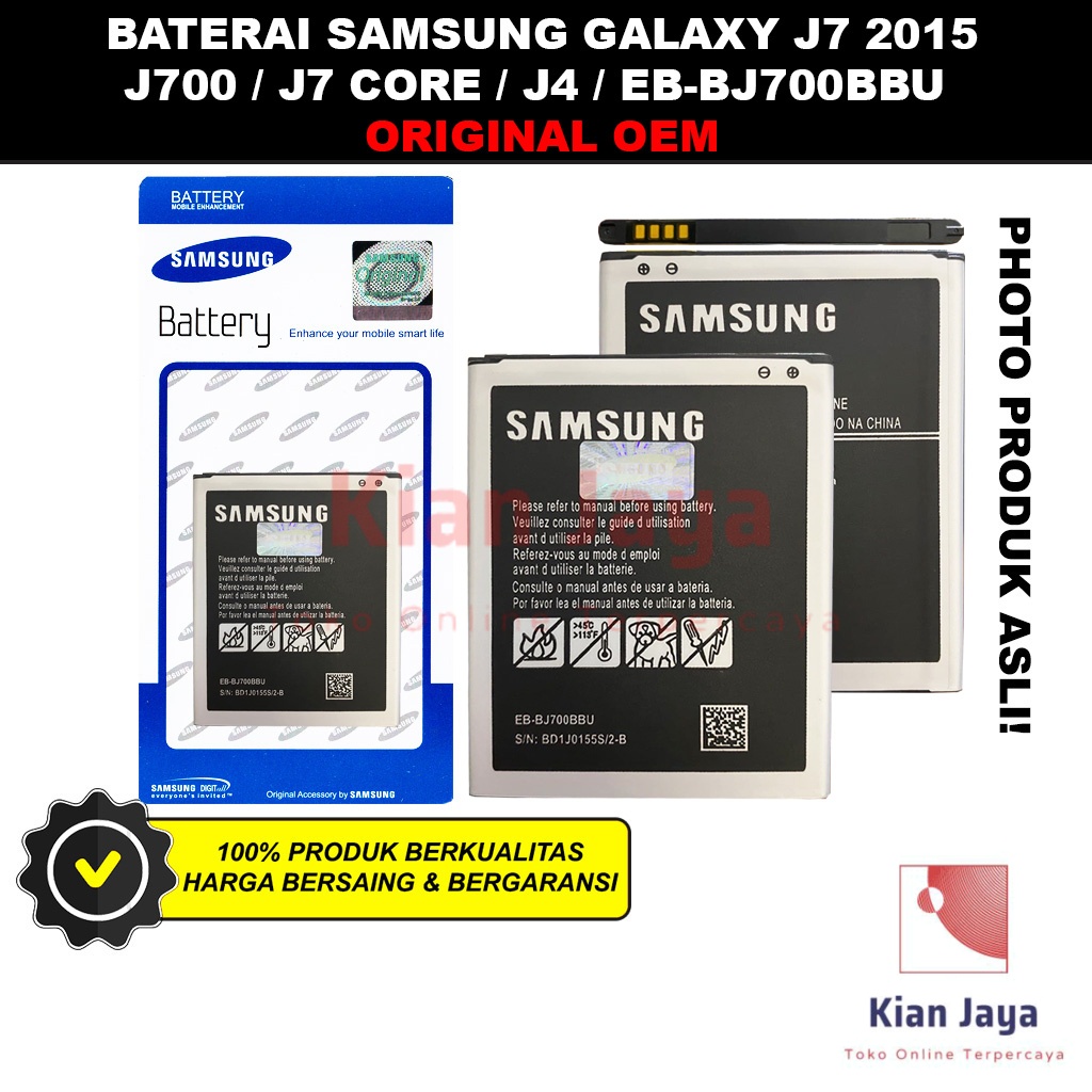 Baterai Samsung J7 2015 J700 J4 Original OEM Batrai Batre Battery Hp EB-BJ700BBU Ori