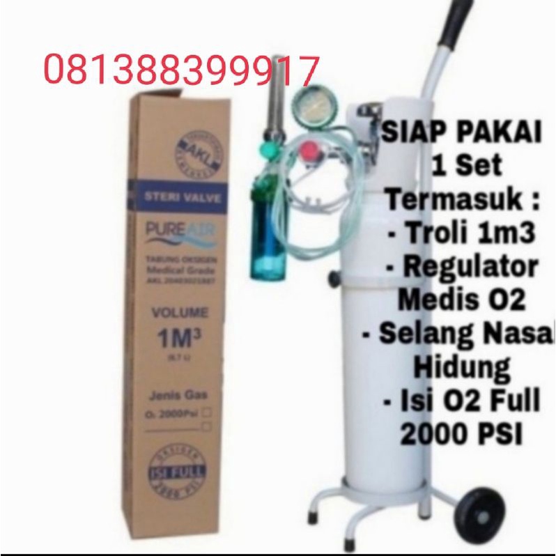 Tabung Oksigen 1m3 lengkap/ Oksigen set 1m3 siap pakai