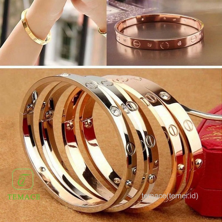 gelang titanium asli permata zircon anti karat&amp;Alergi