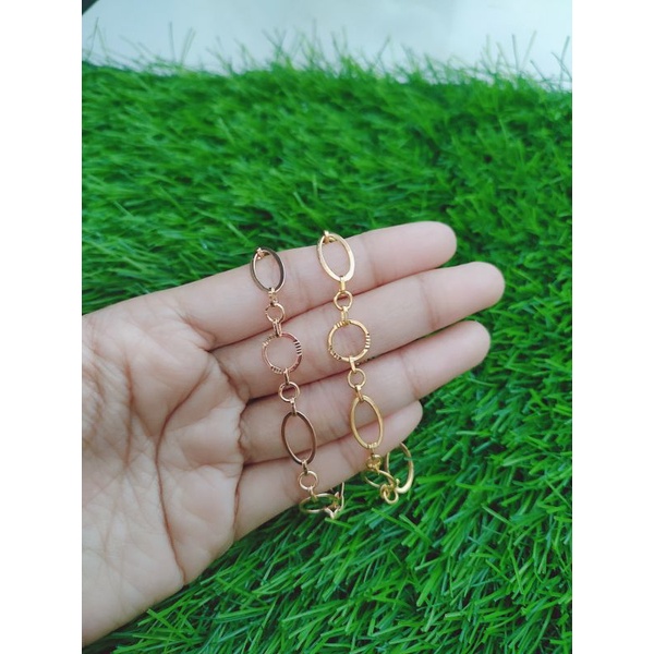 gelang tangan perak asli lapis emas/gelang tangan rantai holo oval bulat ukir/gelang asli silver 925 - perhiasan gelang tangan perak 925 asl