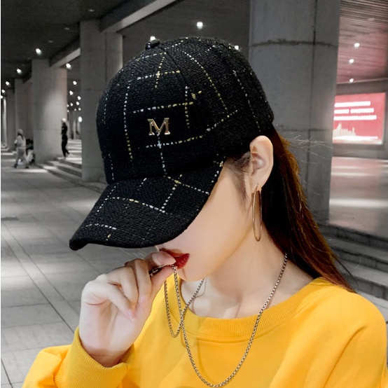 Topi Baseball Pria Wanita Unisex Aksen Rajut Kotak Huruf M Casual Cap Olahraga Golf Sport Import TWB