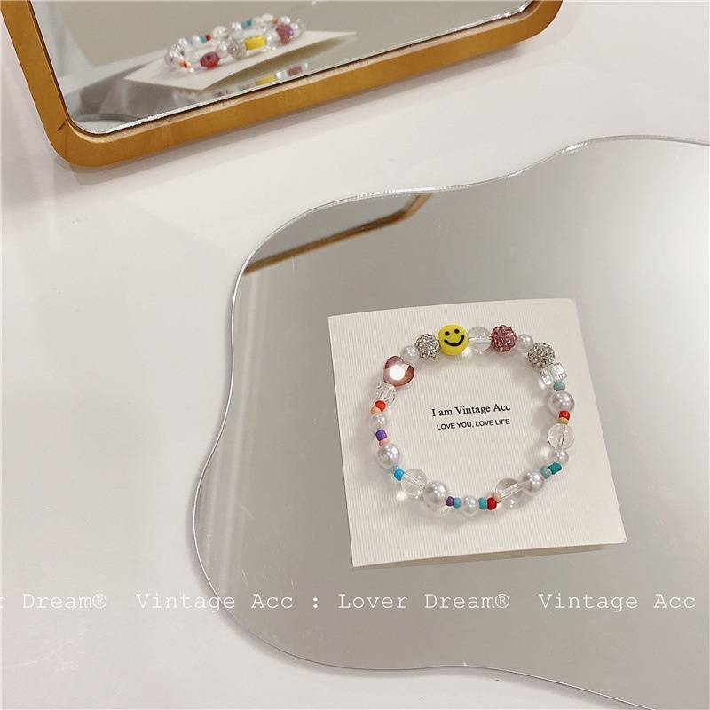 Colorful Diamond Smiley Face Bracelet Accessories Simple Korean Retro