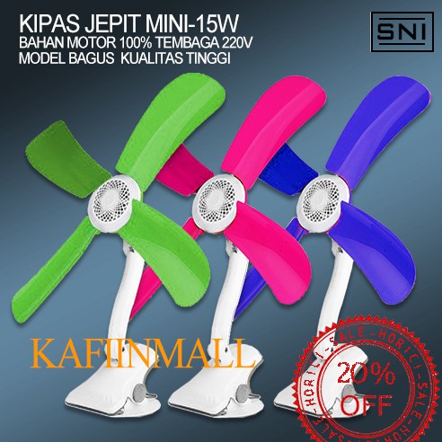 MURAH 15W 20W 25W 30W Mini Fan KIPAS JEPIT MINI/ KIPAS JEPIT DINDING MEJA 4 BALING-BALING Bahan